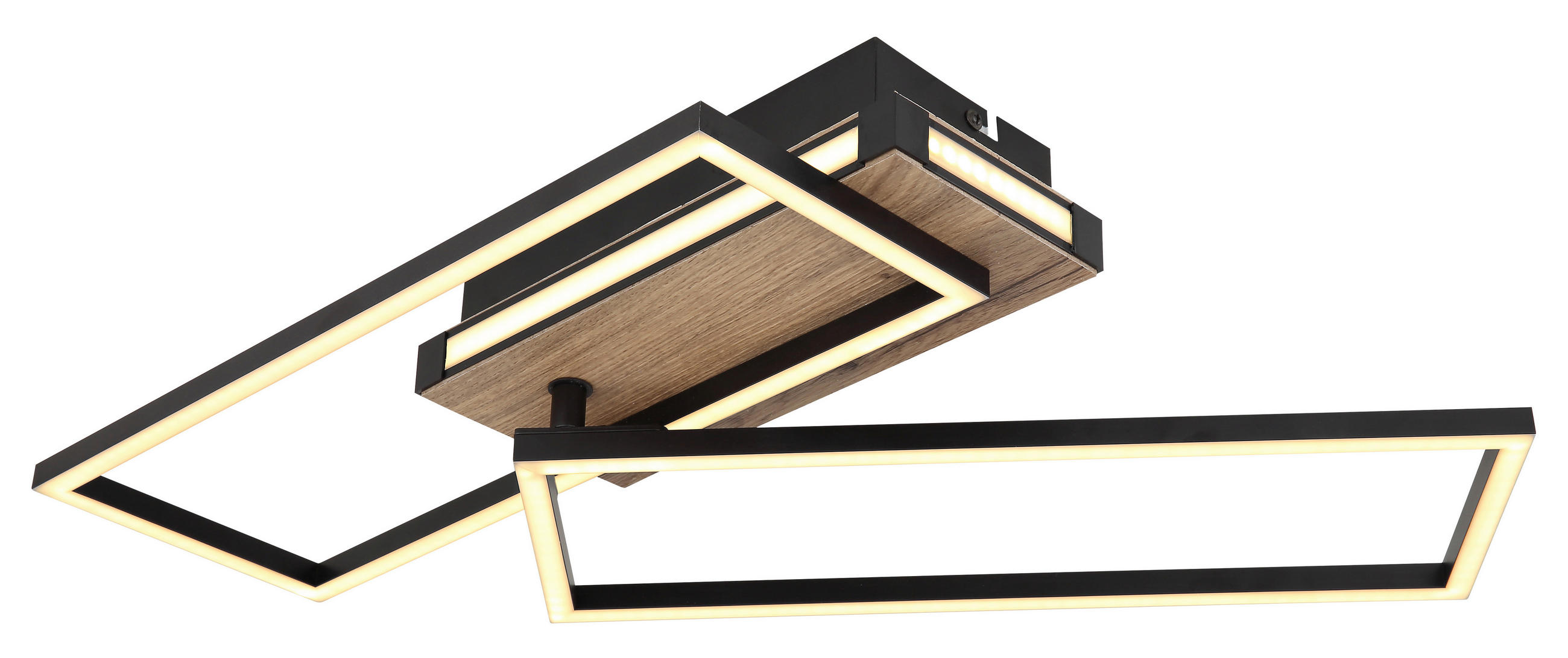 LED-DECKENLEUCHTE 34 W    60/49/10 cm  - Dunkelbraun/Opal, Design, Holzwerkstoff/Kunststoff (60/49/10cm) - Globo