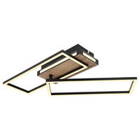 LED-DECKENLEUCHTE 34 W    60/49/10 cm  - Dunkelbraun/Opal, Design, Holzwerkstoff/Kunststoff (60/49/10cm) - Globo