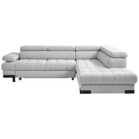 ECKSOFA Silberfarben Webstoff  - Silberfarben/Schwarz, MODERN, Textil/Metall (263/223cm) - Welnova