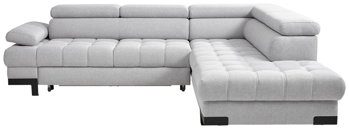 ECKSOFA Silberfarben Webstoff  - Silberfarben/Schwarz, MODERN, Textil/Metall (263/223cm) - Welnova