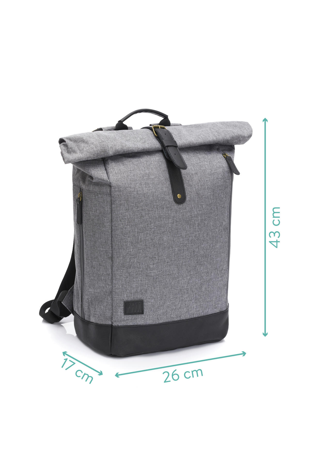 WICKELRUCKSACK  - Schwarz/Grau, Basics, Leder/Textil (53/39/16cm) - Fillikid