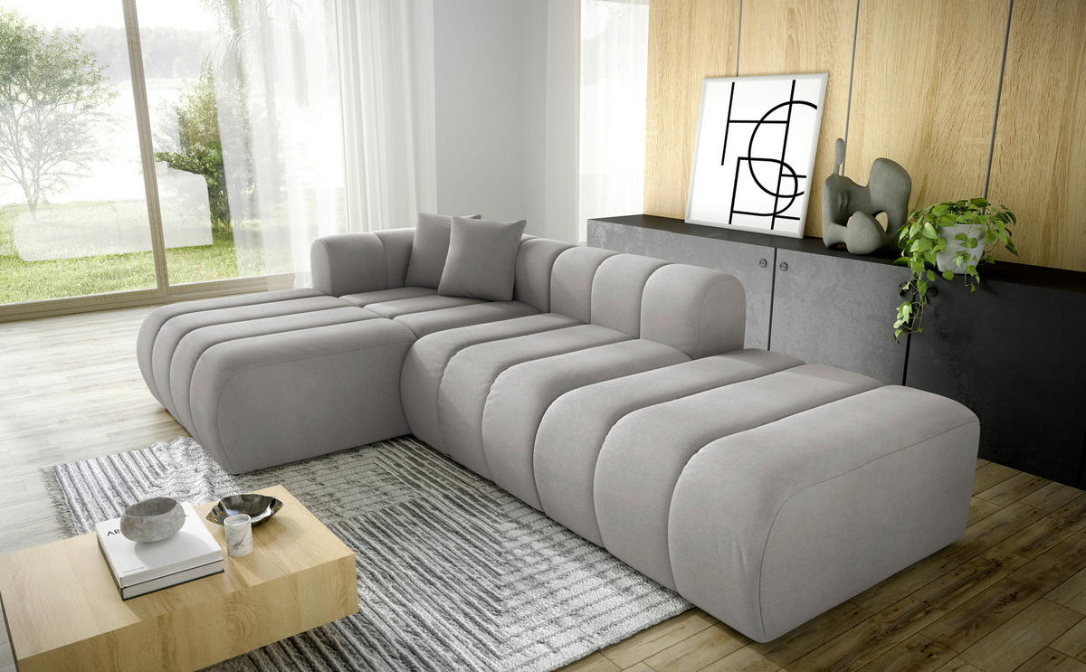 ECKSOFA Grau Webstoff Zierkissen  - Schwarz/Grau, LIFESTYLE, Kunststoff/Textil (178/289cm) - Milino