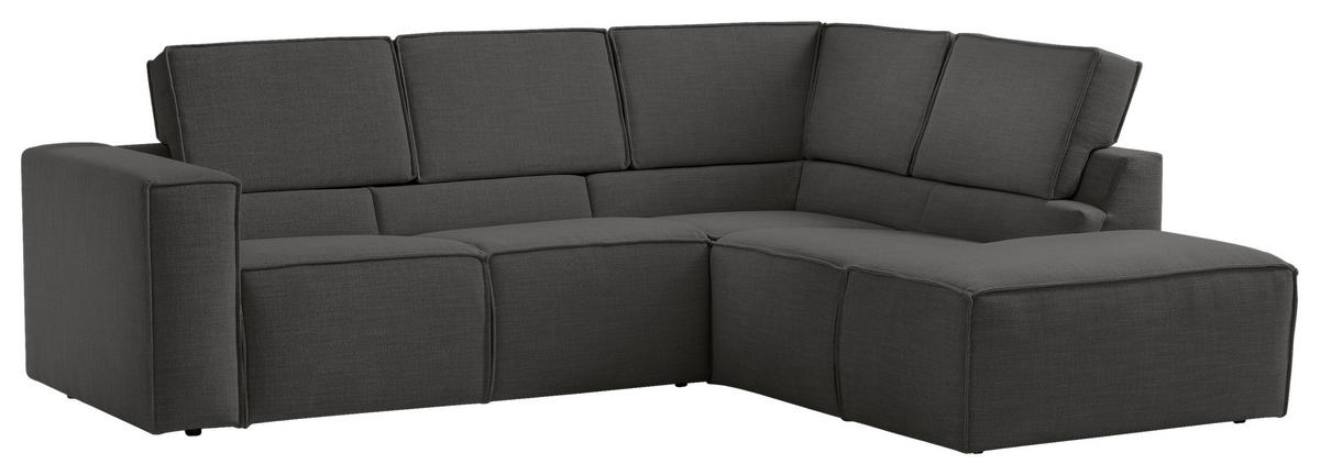 ECKSOFA DICE Anthrazit Struktur  - Anthrazit/Schwarz, MODERN, Kunststoff/Textil (275/220cm) - Trendmanufaktur