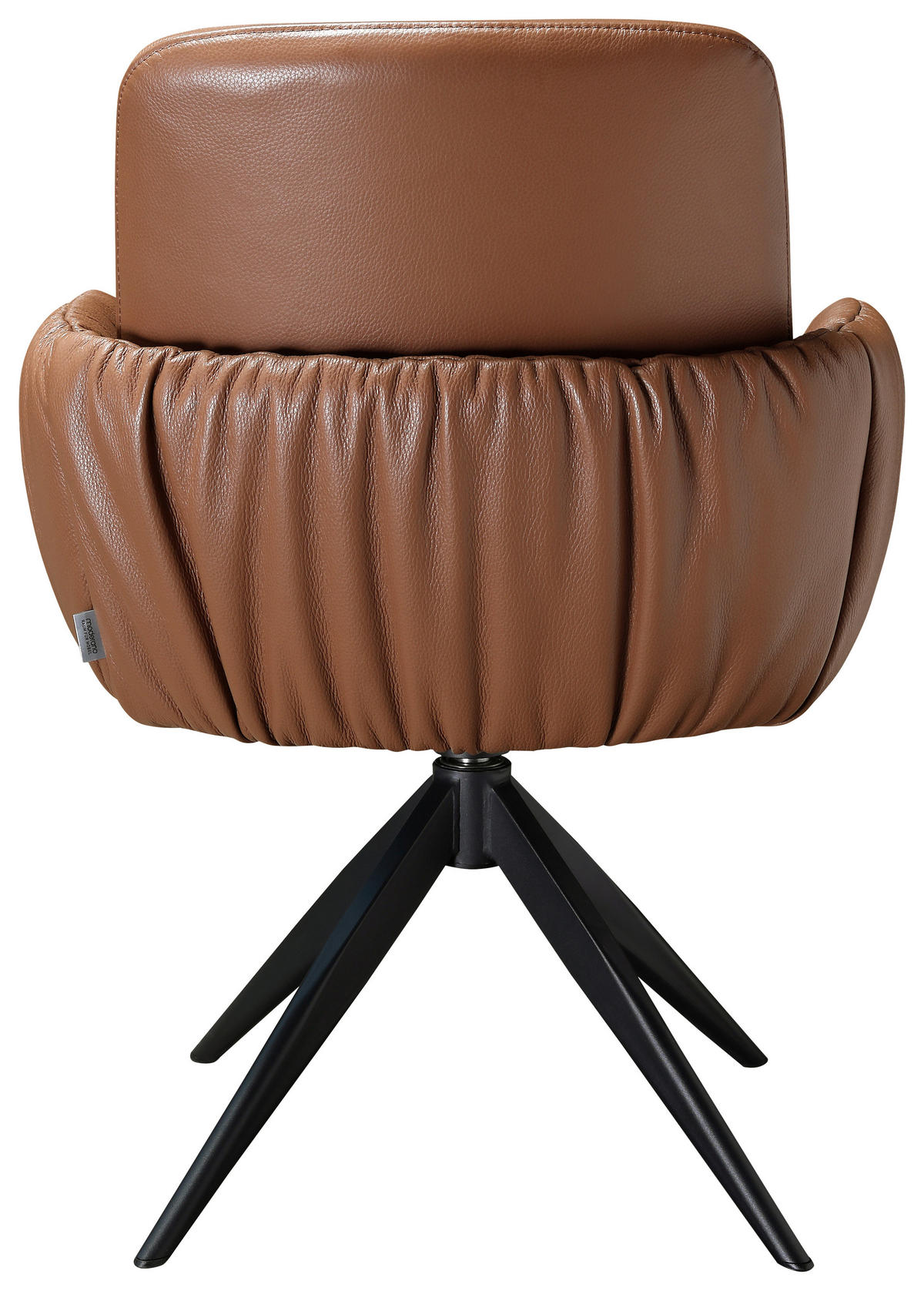 ARMLEHNSTUHL  in Eisen Echtleder pigmentiert  - Cognac/Schwarz, Design, Leder/Metall (59/85/62cm) - Moderano