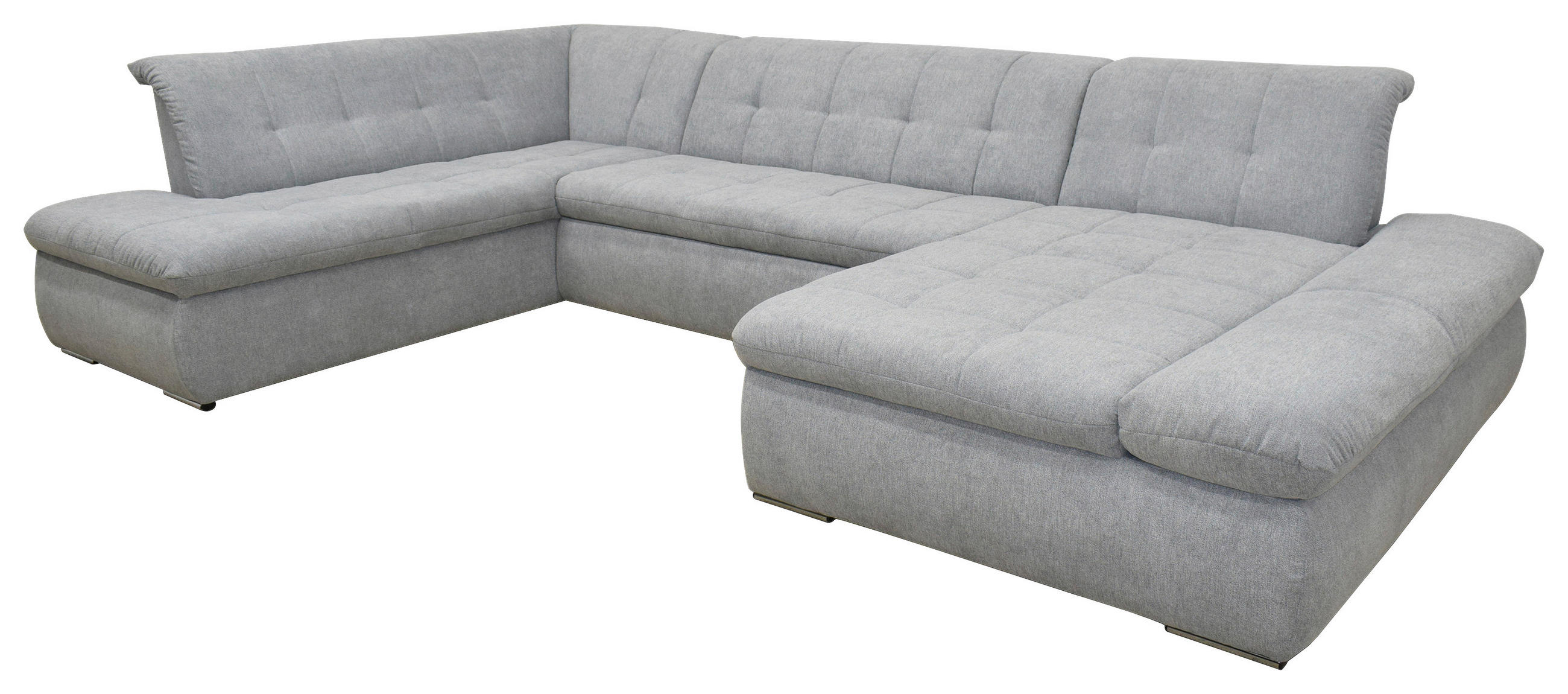 WOHNLANDSCHAFT Grau Mikrofaser - Chromfarben/Grau, KONVENTIONELL, Textil/Metall (216/353/172cm) - MID.YOU