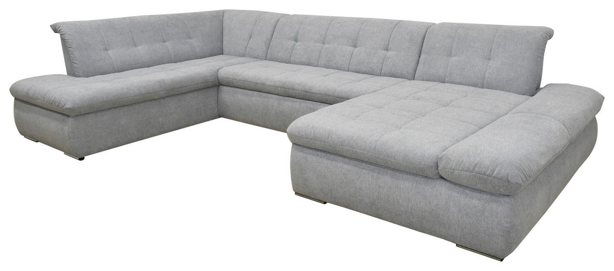 WOHNLANDSCHAFT in Mikrofaser Grau  - Chromfarben/Grau, KONVENTIONELL, Textil/Metall (216/353/172cm) - MID.YOU