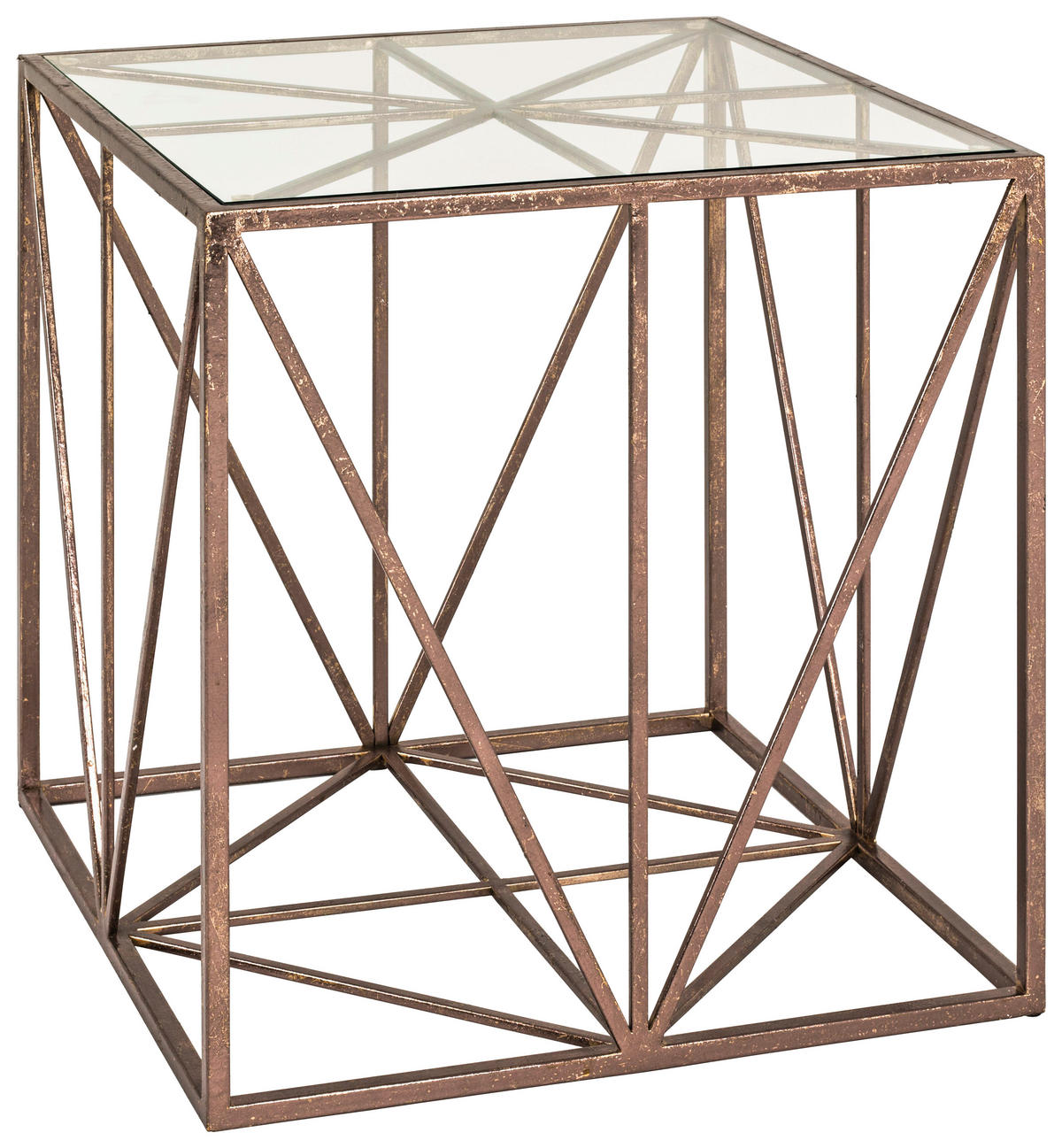 BEISTELLTISCH 50/50/50 cm Bronzefarben quadratisch  - Bronzefarben, Design, Glas/Metall (50/50/50cm)