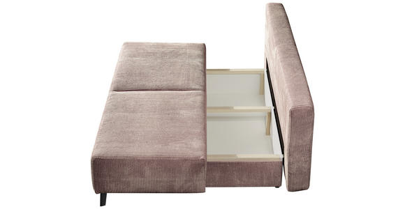 SCHLAFSOFA Cord Rosa  - Schwarz/Rosa, MODERN, Textil/Metall (193/85/88cm) - Novel