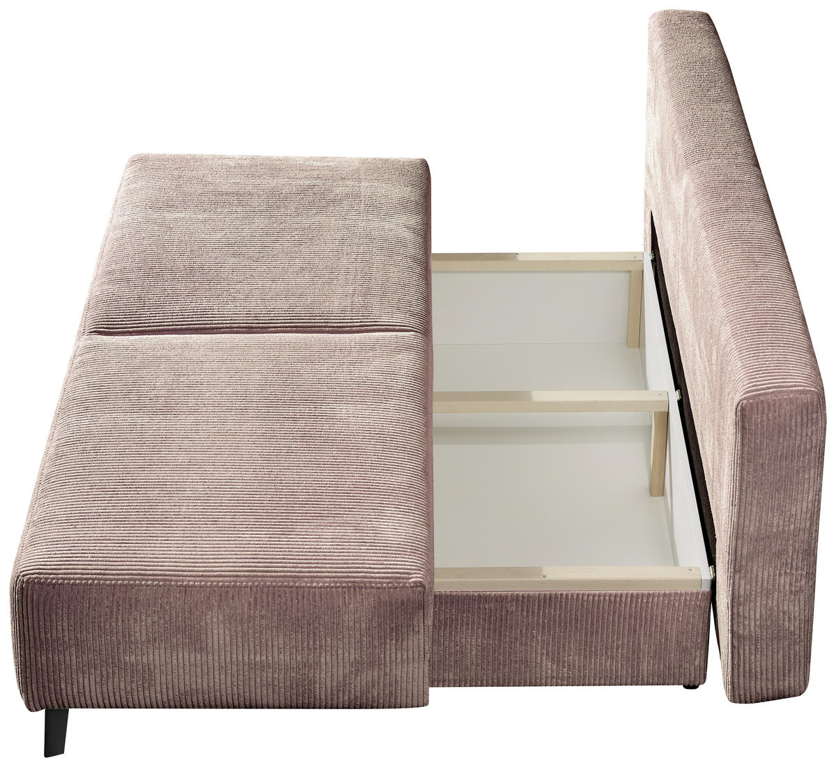 SCHLAFSOFA Cord Rosa  - Schwarz/Rosa, MODERN, Textil/Metall (193/85/88cm) - Novel