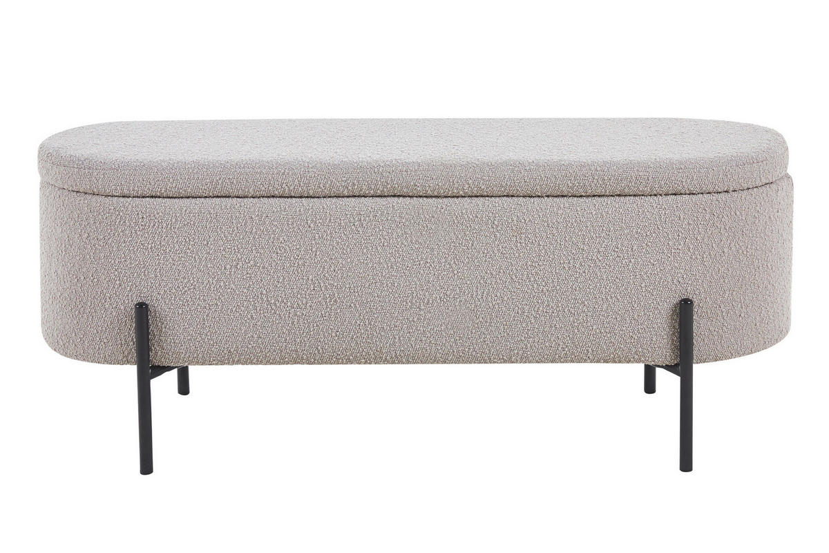 BETTBANK Bouclé Taupe  - Taupe/Schwarz, MODERN, Textil/Metall (110/44/40cm) - Livetastic