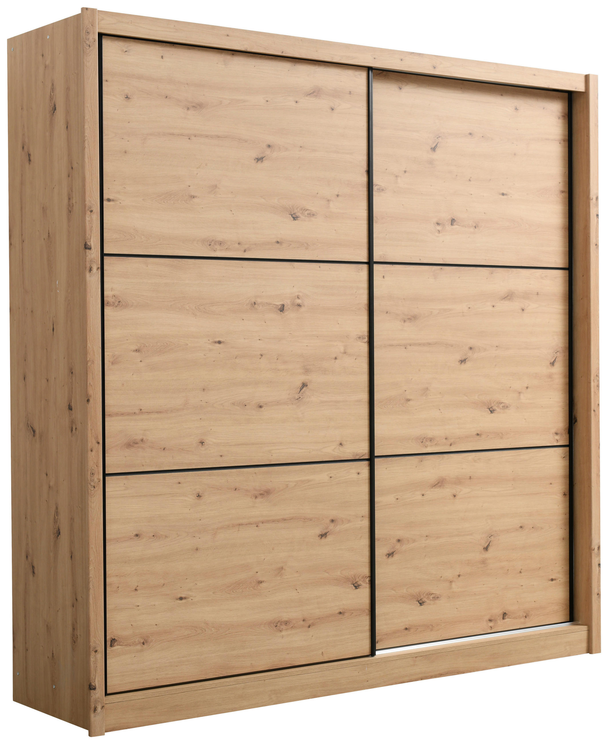 SCHIEBETÜRENSCHRANK 213/215,5/60 cm 2-türig Eiche Artisan  - Schwarz/Eiche Artisan, Basics, Holzwerkstoff/Metall (213/215,5/60cm) - Xora