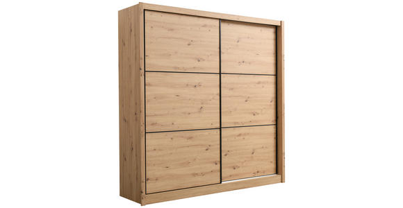 SCHIEBETÜRENSCHRANK 213/215,5/60 cm 2-türig Eiche Artisan  - Schwarz/Eiche Artisan, Basics, Holzwerkstoff/Metall (213/215,5/60cm) - Xora