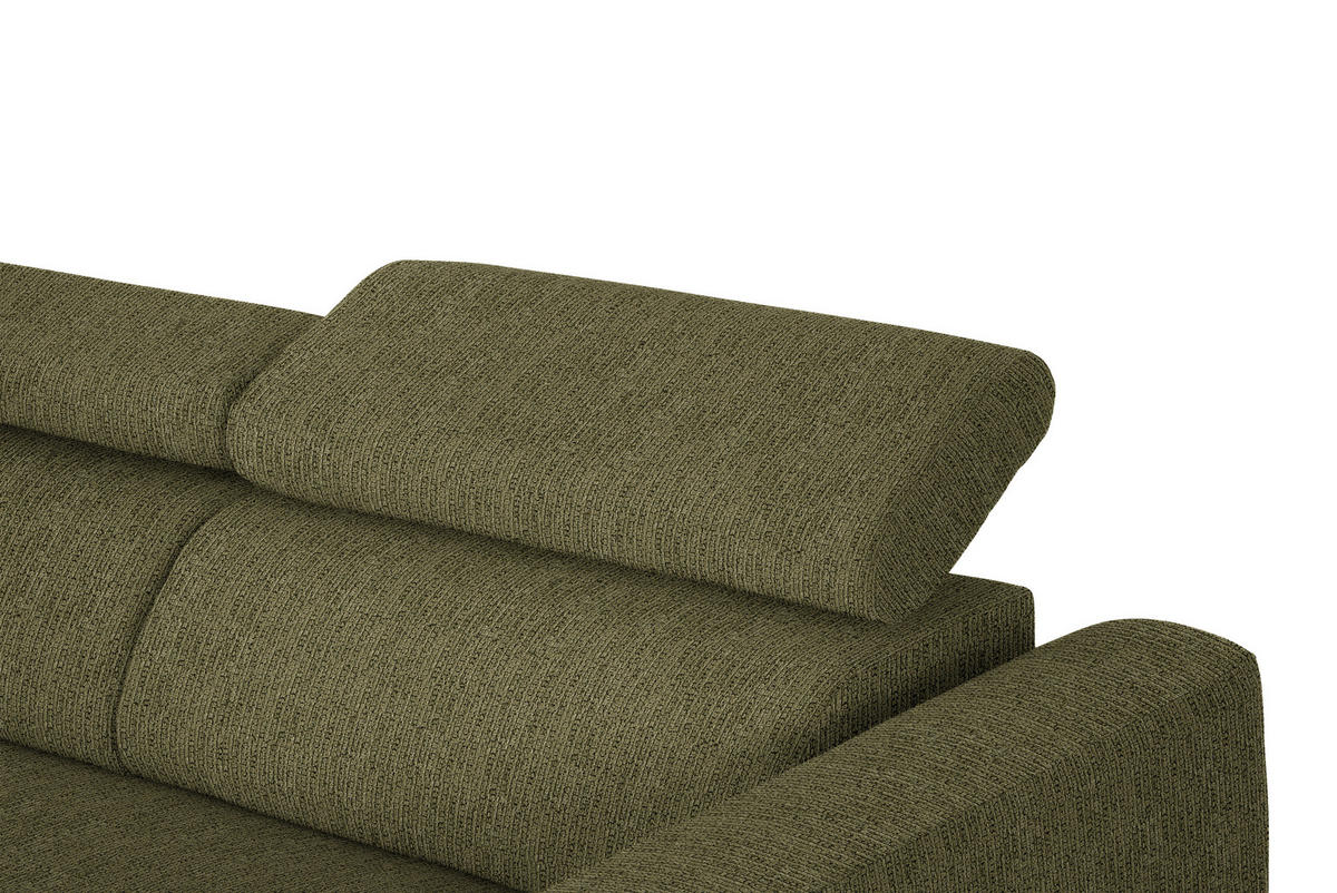 ECKSOFA in Webstoff Olivgrün  205/280 cm  - Schwarz/Olivgrün, Design, Textil/Metall (205/280cm) - Xora