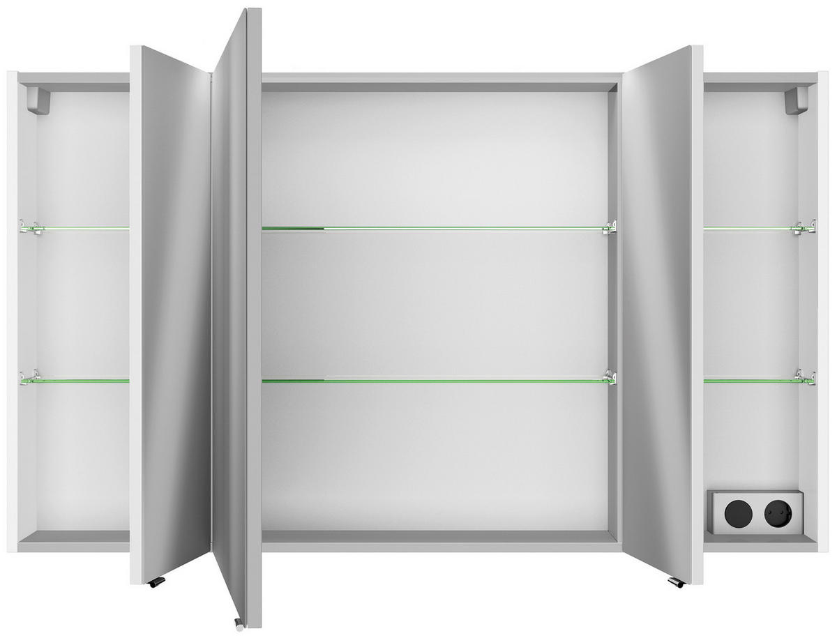 TÜKRÖS SZEKRÉNY 120/70,3/17 cm  - króm/fehér, Design, faalapú anyag/Üveg (120/70,3/17cm) - Sadena