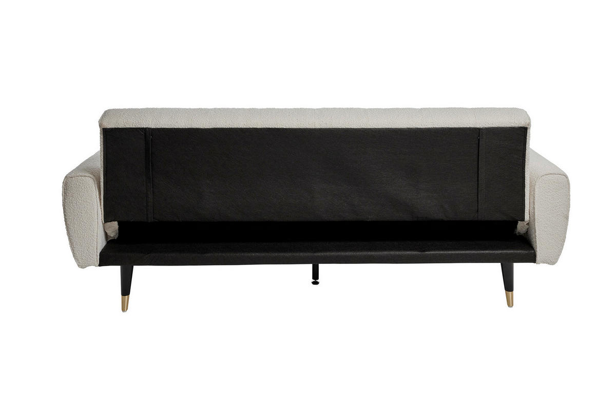 SCHLAFSOFA Bouclé Weiß  - Goldfarben/Schwarz, MODERN, Holz/Textil (213/83/83cm) - Livetastic