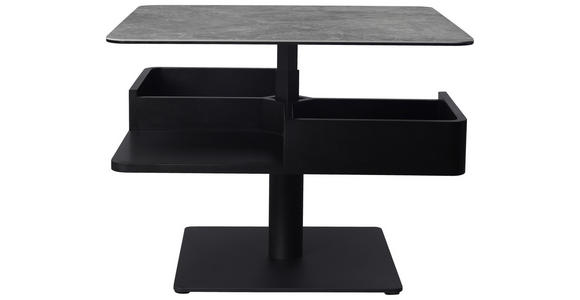 COUCHTISCH in Metall, Glas, Keramik, Holzwerkstoff 75/75/42-57 cm  - Schwarz/Grau, Basics, Glas/Keramik (75/75/42-57cm) - Dieter Knoll