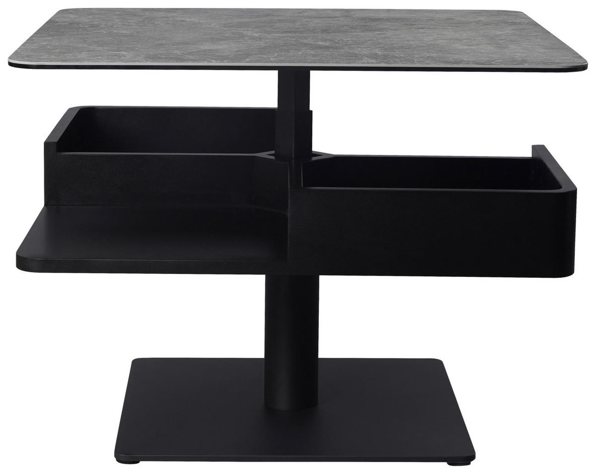 COUCHTISCH ESG 75/75/42-57 cm quadratisch Grau, Schwarz  - Schwarz/Grau, Basics, Glas/Keramik (75/75/42-57cm) - Dieter Knoll