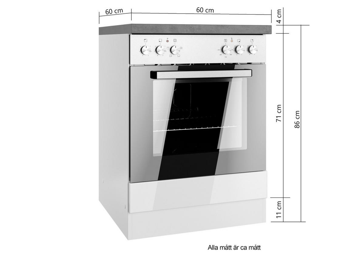 INBYGGNADSSKÅP FÖR SPIS 60/86/60 cm  i grå, vit, vit högglans  - vit/vit högglans, Lifestyle, trämaterial (60/86/60cm) - Held
