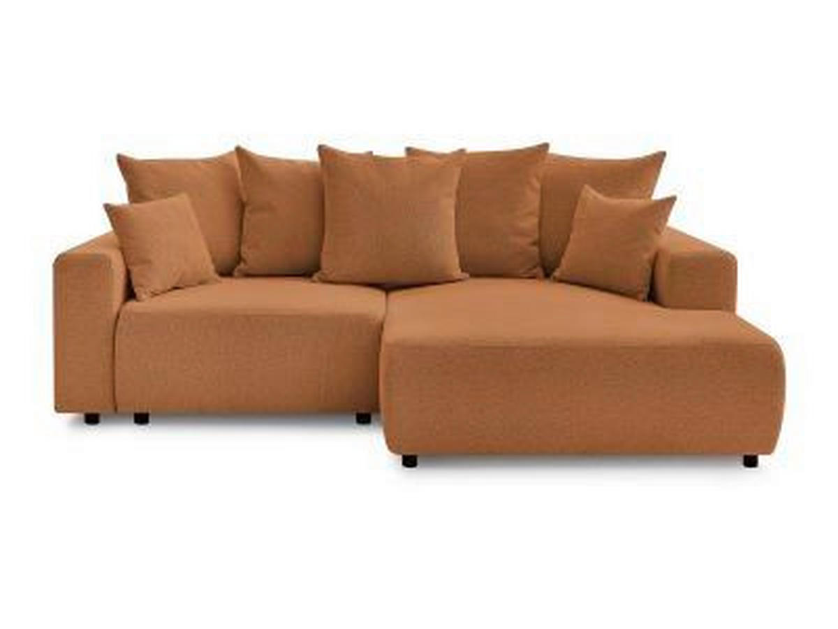 ECKSOFA Ottomane rechts  ATILLA Orange Flachgewebe  - Schwarz/Orange, MODERN, Kunststoff/Textil (244/149cm)