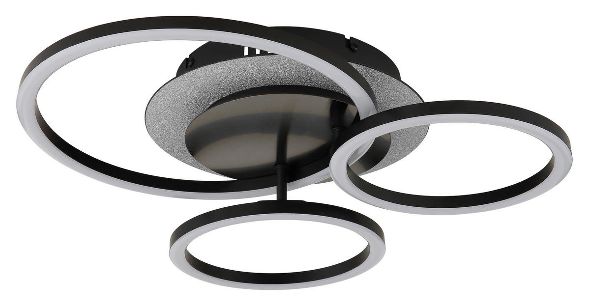 LED-DECKENLEUCHTE 46/42/11,5 cm   - Silberfarben/Schwarzchrom, Design, Kunststoff/Metall (46/42/11,5cm) - Globo