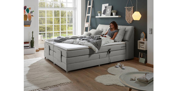 BOXSPRINGBETT CARPINO 2 - Silberfarben, Design, Kunststoff/Textil (180/200cm) - Esposa