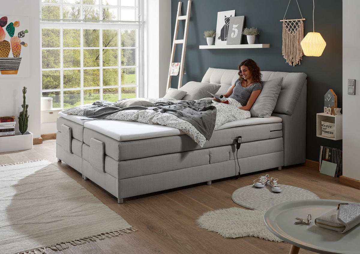 BOXSPRINGBETT 180/200 cm  in Silberfarben  - Silberfarben, Design, Kunststoff/Textil (180/200cm) - Esposa