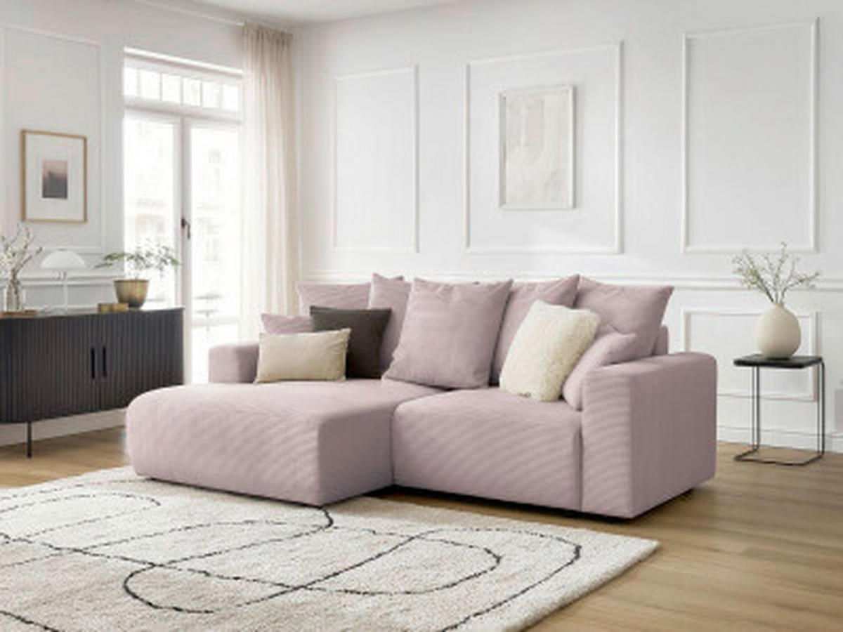 ECKSOFA Ottomane links  ATILLA Lila Cord  - Lila/Schwarz, MODERN, Kunststoff/Textil (149/244cm)
