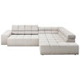 ECKSOFA in Cord Silberfarben, Hellgrau  - Silberfarben/Hellgrau, Design, Kunststoff/Textil (319/215cm) - Hom`in