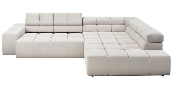 ECKSOFA in Cord Silberfarben, Hellgrau  - Silberfarben/Hellgrau, Design, Kunststoff/Textil (319/215cm) - Hom`in