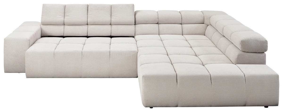 ECKSOFA in Cord Silberfarben, Hellgrau  319/215 cm  - Silberfarben/Hellgrau, Design, Kunststoff/Textil (319/215cm) - Hom`in