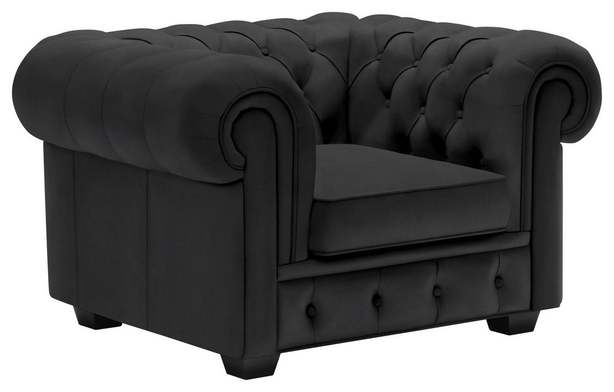 CHESTERFIELD-SESSEL - Wengefarben/Schwarz, LIFESTYLE, Holz/Textil (115/76,5/96cm) - Landscape