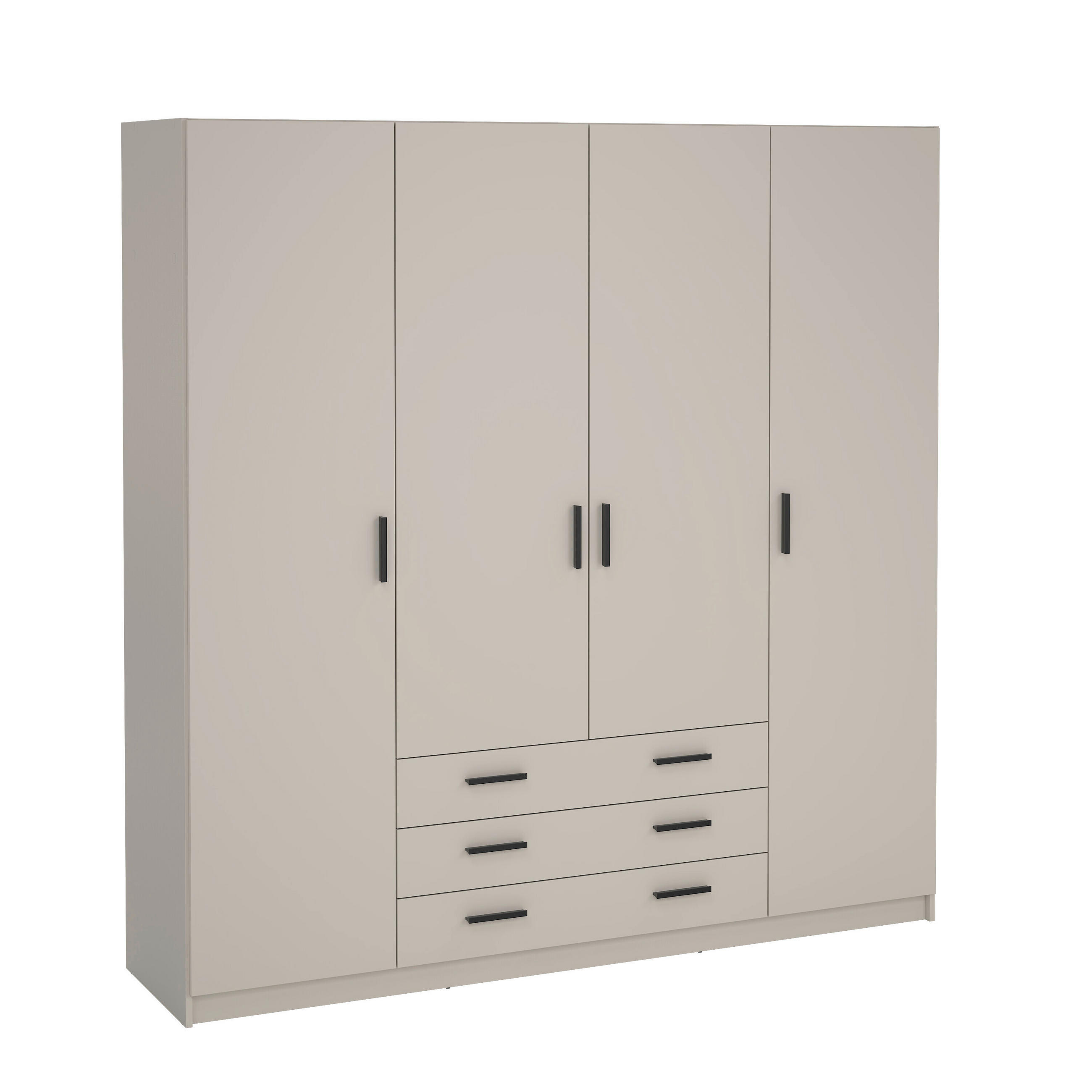 KLEIDERSCHRANK 195,5/200,4/49,6 cm,  in Kaschmir, 4-türig  - Kaschmir/Schwarz, Basics, Holz/Metall (195,5/200,4/49,6cm) - MID.YOU