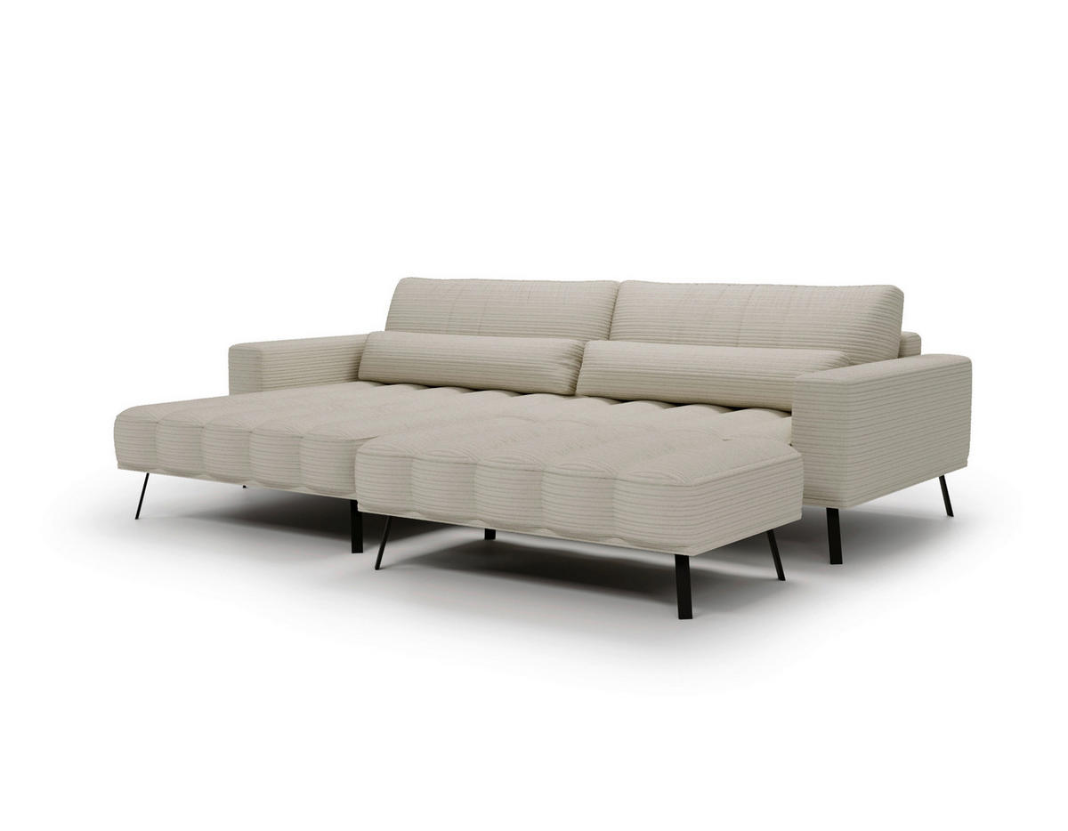 ECKSOFA in Cord Naturfarben  - Schwarz/Naturfarben, Design, Textil/Metall (204/291cm) - Lomoco