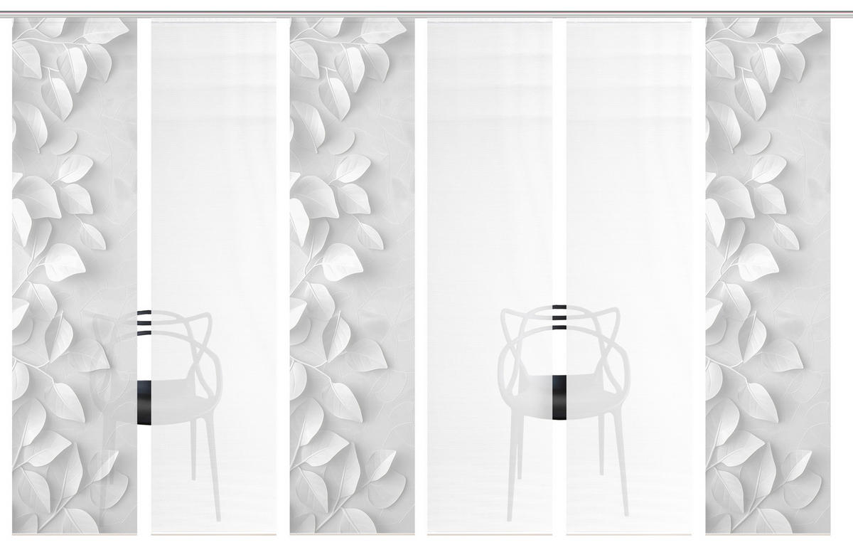 FLÄCHENVORHANG  6 Stück  blickdicht  60/260 cm   - Grau Hochglanz/Weiß, Natur, Textil (60/260cm)