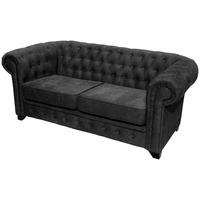 CHESTERFIELD-SOFA CHESTERFIELD Flachgewebe Anthrazit  - Anthrazit/Schwarz, KONVENTIONELL, Holz/Textil (182/72/92cm) - Livetastic