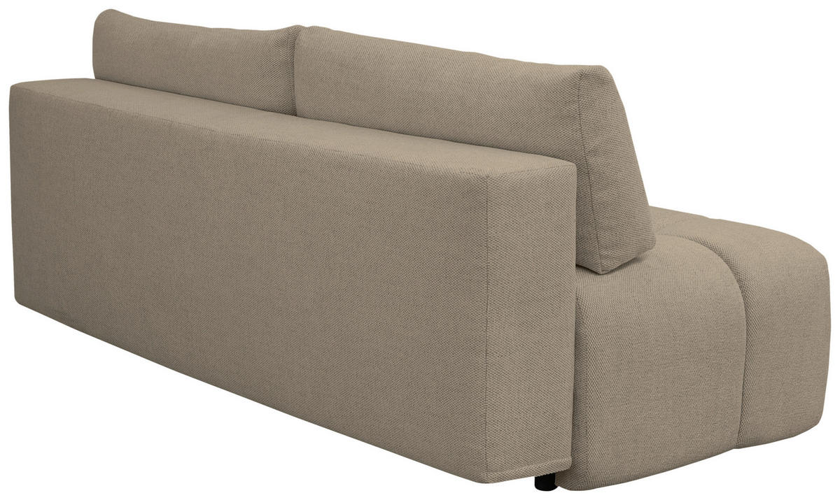 BOXSPRINGSOFA in Chenille Beige  - Beige/Schwarz, MODERN, Kunststoff/Textil (210/72/105cm) - Cantus