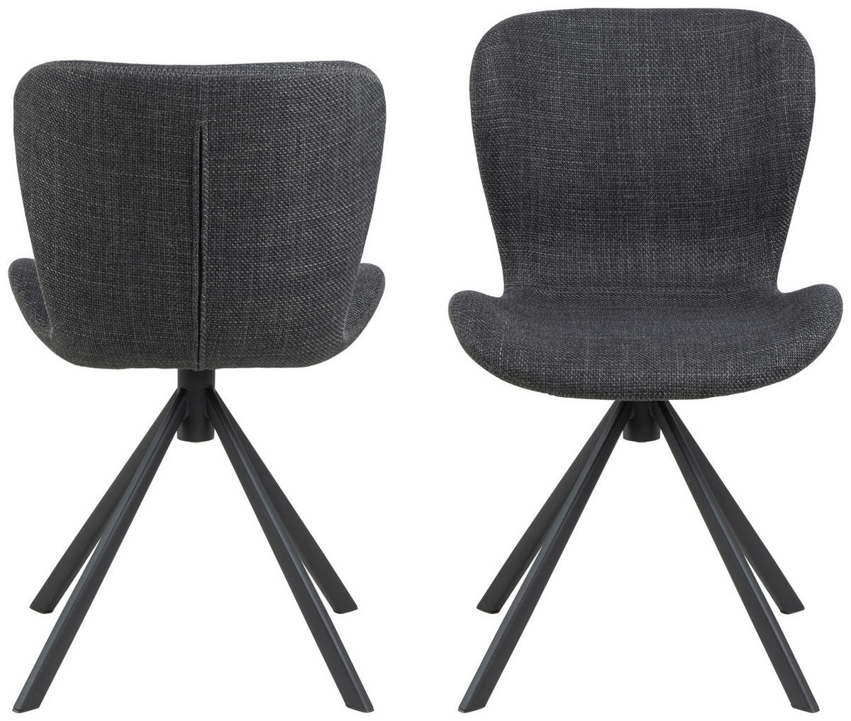 STUHL  in Webstoff Textil, Metall  - Dunkelgrau/Schwarz, Design, Textil/Metall (46,5/81/53cm) - MID.YOU