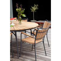 GARTENSTUHL Teakholz Anthrazit, Teakfarben  - Anthrazit/Teakfarben, KONVENTIONELL, Holz/Metall (58,5/78/56,5cm) - Gardenson