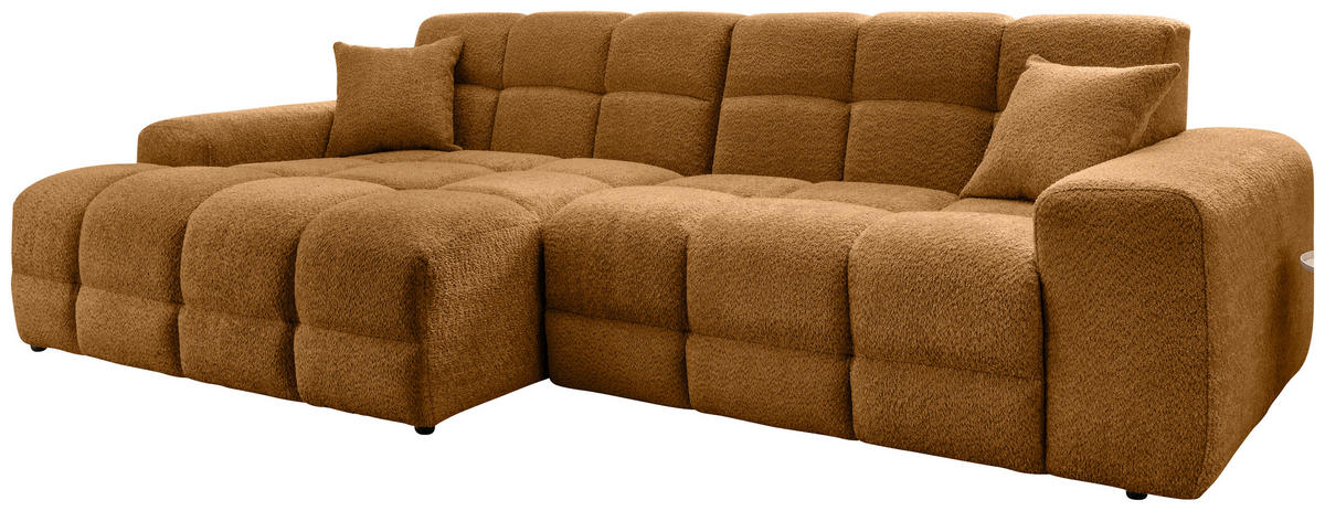 ECKSOFA in Bouclé Goldfarben  - Goldfarben/Schwarz, Modern, Kunststoff/Textil (152/301cm) - Livetastic