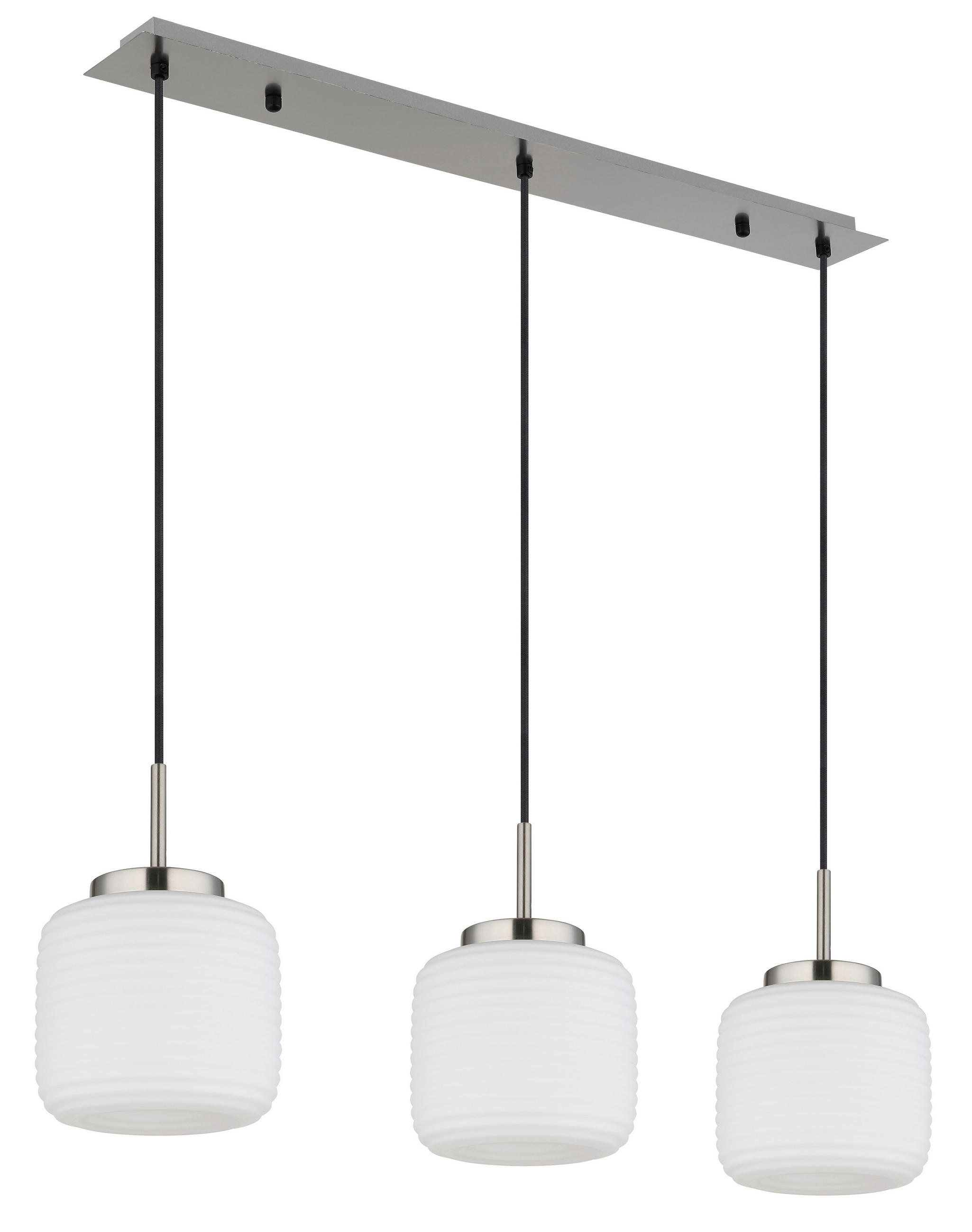 HÄNGELEUCHTE 24/130 cm  - Schwarz/Weiß, KONVENTIONELL, Glas/Textil (24/130cm) - Globo