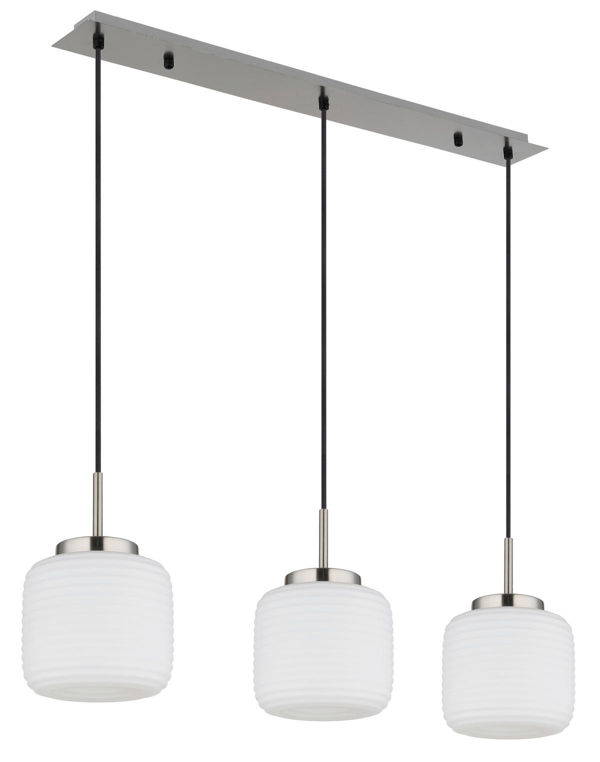 HÄNGELEUCHTE 24/130 cm  - Schwarz/Weiß, KONVENTIONELL, Glas/Textil (24/130cm) - Globo