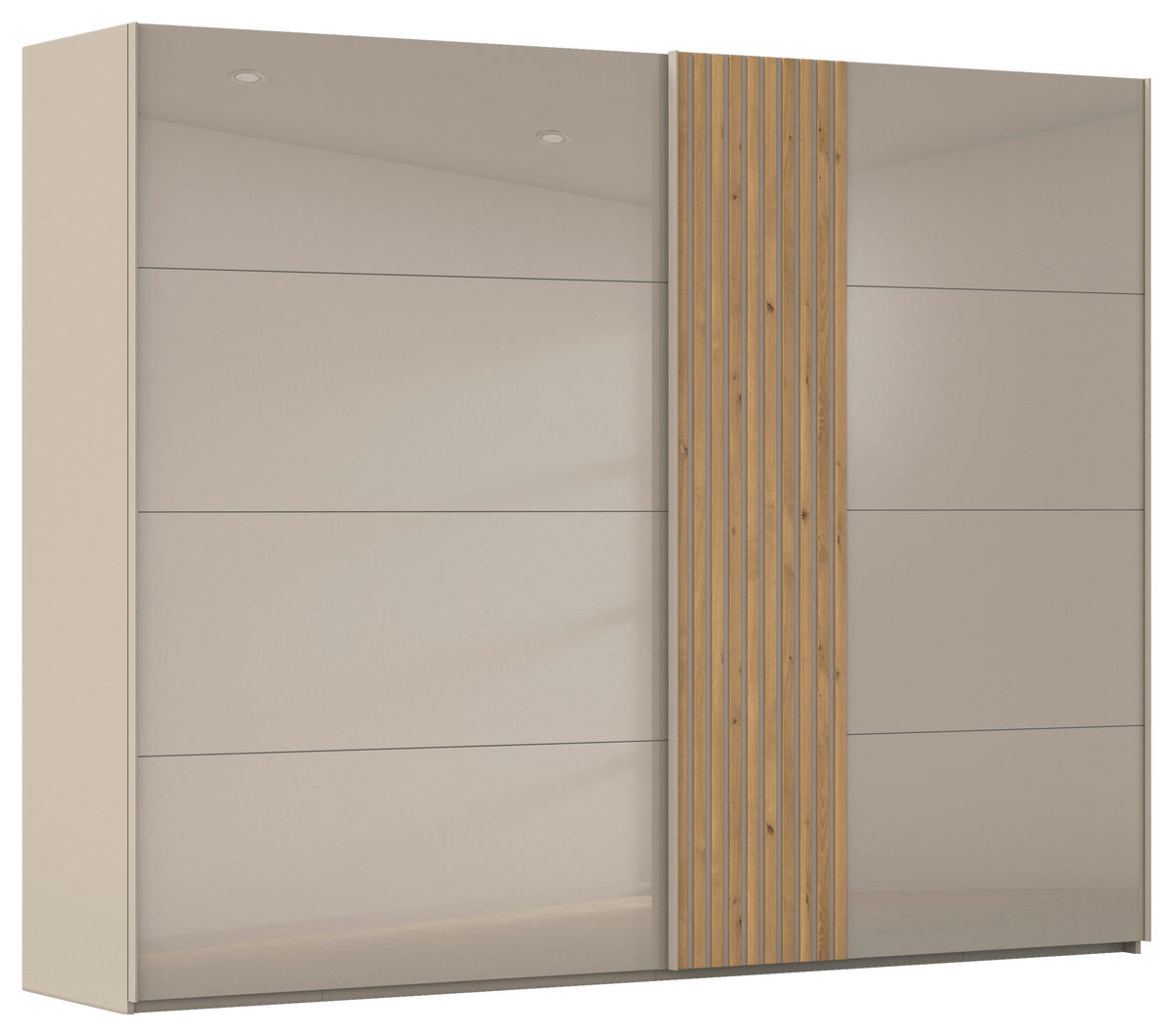 SCHWEBETÜRENSCHRANK  in Eichefarben, Fango  - Fango/Eichefarben, Design, Glas/Holzwerkstoff (262/223/68cm) - Novel