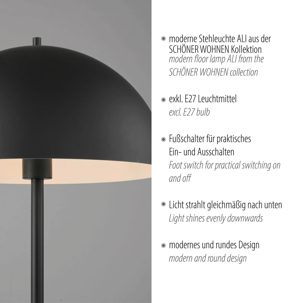LED-STEHLEUCHTE SW ALI 38/38/155 cm   - Sandfarben/Schwarz, Design, Glas/Kunststoff (38/38/155cm) - Schöner Wohnen
