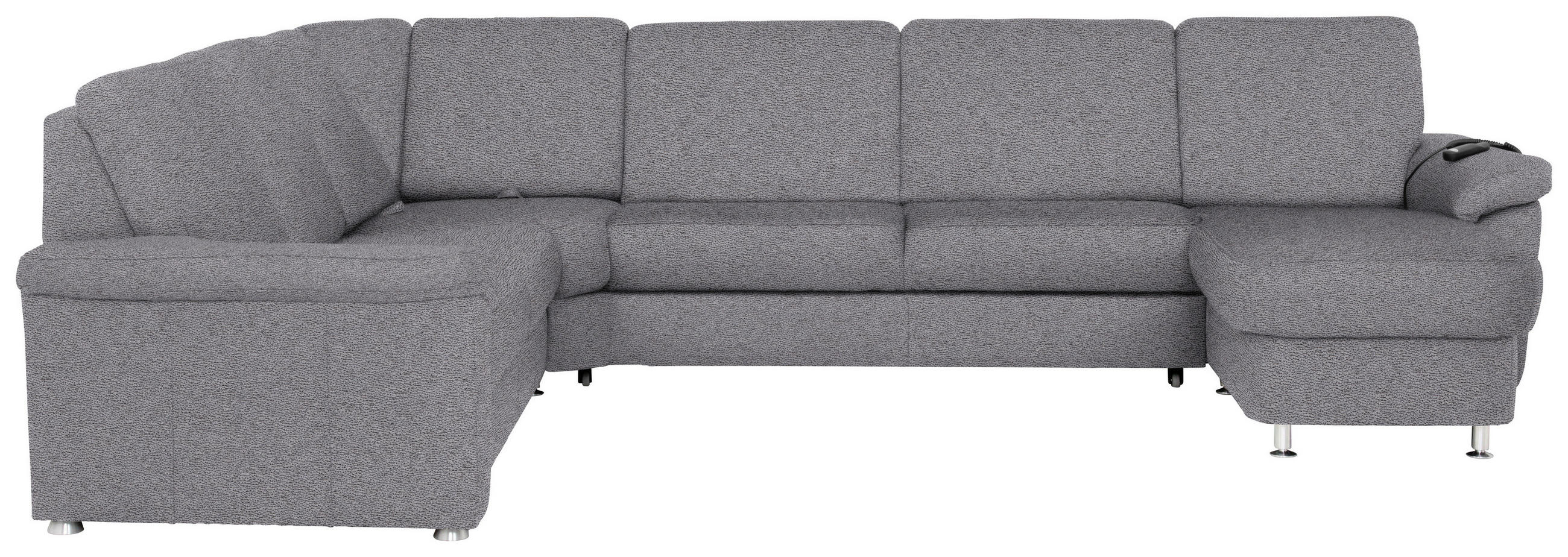 WOHNLANDSCHAFT Grau Flachgewebe  - Chromfarben/Grau, KONVENTIONELL, Textil/Metall (240/330/163cm) - Beldomo System