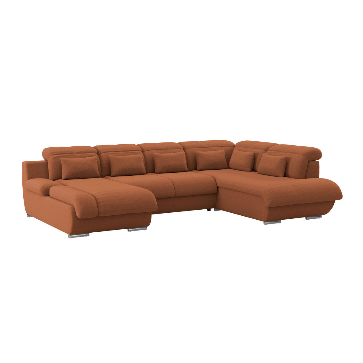 WOHNLANDSCHAFT MULTI Terracotta Chenille  - Chromfarben/Terracotta, MODERN, Textil/Metall (184/345/228cm) - Livetastic