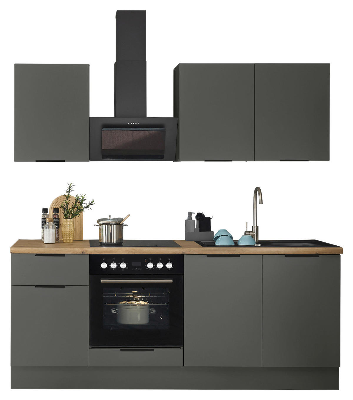 KÜCHENLEERBLOCK   in Graphitfarben  - Schwarz/Graphitfarben, Basics, Holzwerkstoff/Metall (210/211/60cm) - Xora