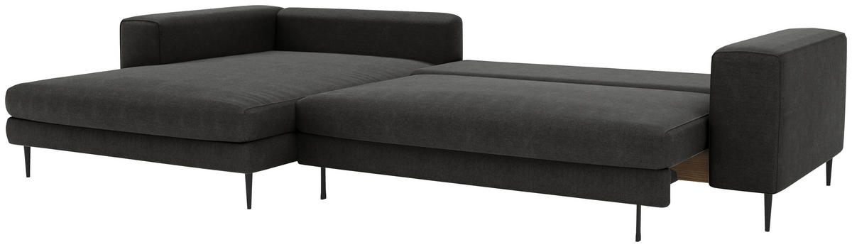 ECKSCHLAFSOFA in Struktur Graphitfarben  - Schwarz/Graphitfarben, Modern, Textil/Metall (170/295cm) - Trendmanufaktur