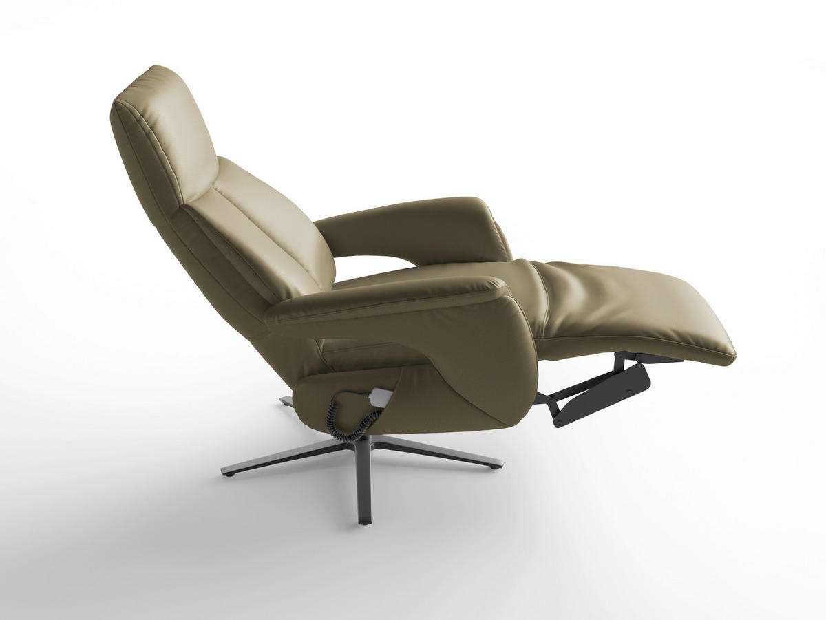 RELAXSESSEL Leder Olivgrün  - Schwarz/Olivgrün, Basics, Leder/Metall (75/110/85cm) - Sit & More