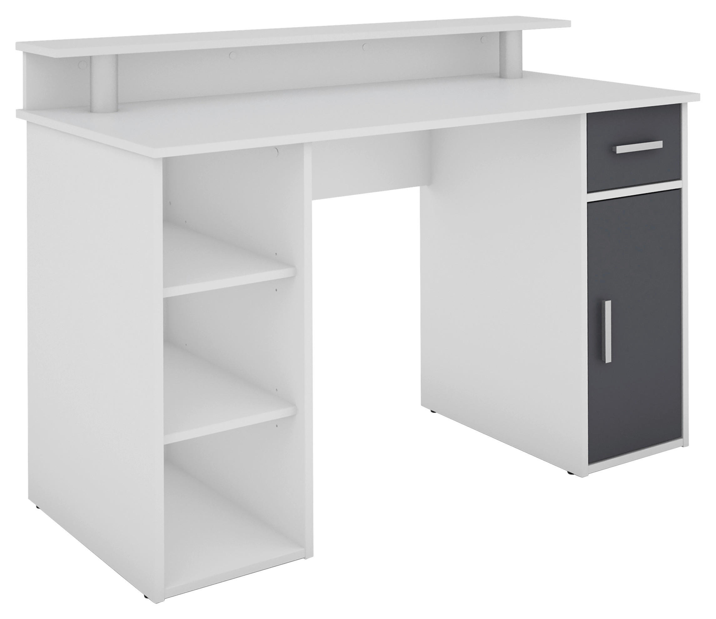 SCHREIBTISCH 120/55/88 cm  in Anthrazit, Weiß  - Anthrazit/Silberfarben, LIFESTYLE, Holzwerkstoff/Kunststoff (120/55/88cm) - MID.YOU