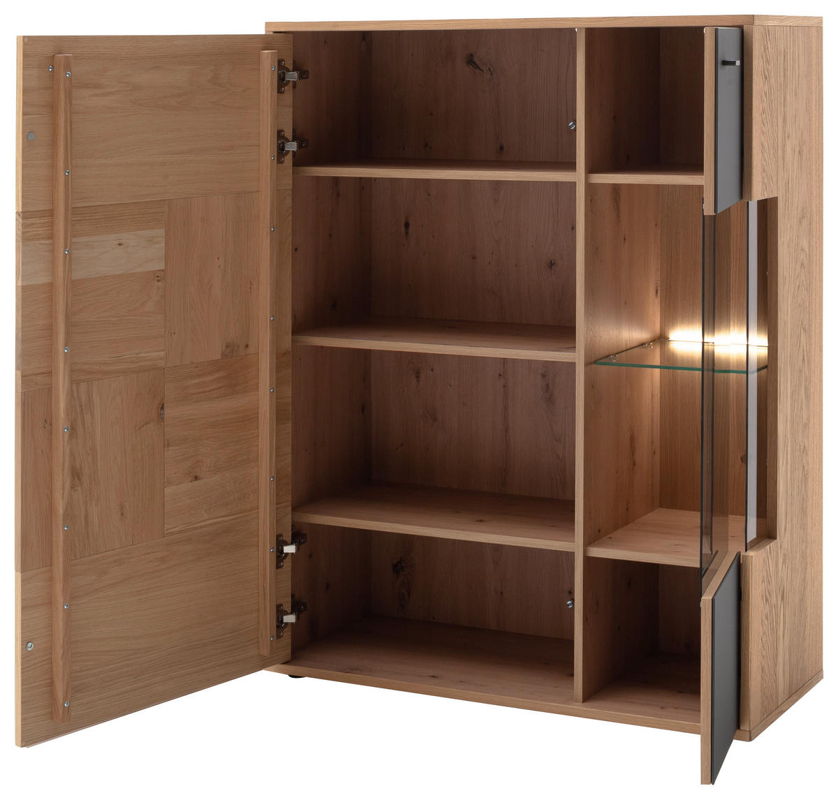 HIGHBOARD  in 94/120/37 cm  - Eiche Bianco/Anthrazit, Design, Glas/Holz (94/120/37cm) - MID.YOU